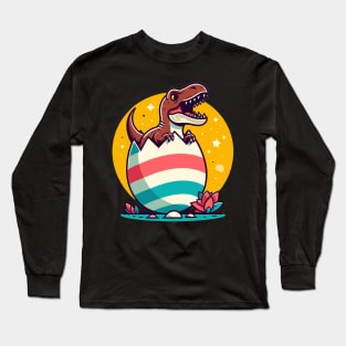 dinosaur Easter egg cute t-rex tee shirts for boys Long Sleeve T-Shirt